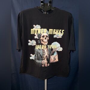 Cooper 9 “Money Makes Everything” Cropped Tee – Black (Medium)